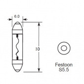 FESTOON 6x30mm: Festoon bulb - 6 x 30mm from £0.01 each
